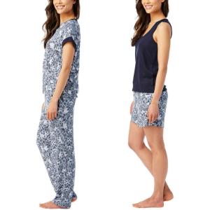 Lucky Brand Women’s Pajama Set – 4 Piece Sleep Shirt, Tank Top, Pajama Pants, Lounge Shorts (S-XL)(Denim)