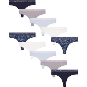 Lucky Brand Women’s Thong Panties 10Pack(Blue Iris/Gardenia/Silver Sconce/Blue/Multi)