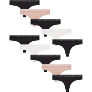 Lucky Brand Women’s Thong Panties 10Pack(Natural/Gardenia/Black/Black/Black)