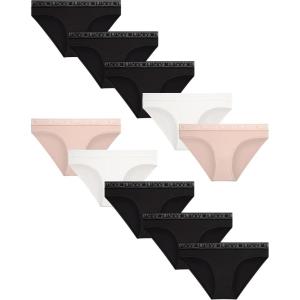 Lucky Brand Women’s Underwear – 10 Pack Microfiber Bikini Panties (S-XL)(Naturale/Black/Gardenia/Black/Black)