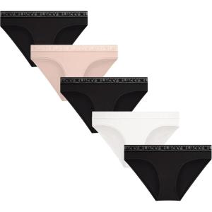 Lucky Brand Women’s Underwear – 5 Pack Microfiber Bikini Panties(Naturale/Black/Gardenia/Black/Black)
