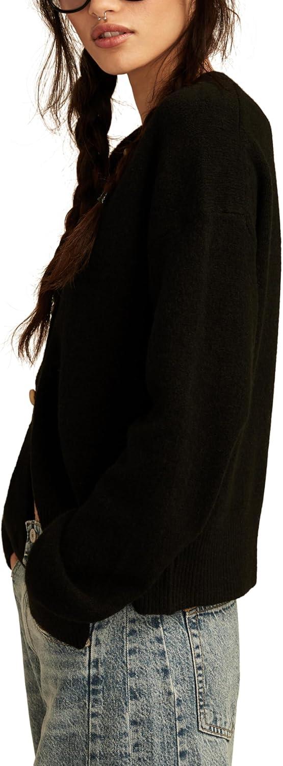 image:imageLucky Brand Womens Cloudsoft Crew Neck CardiganDark Black