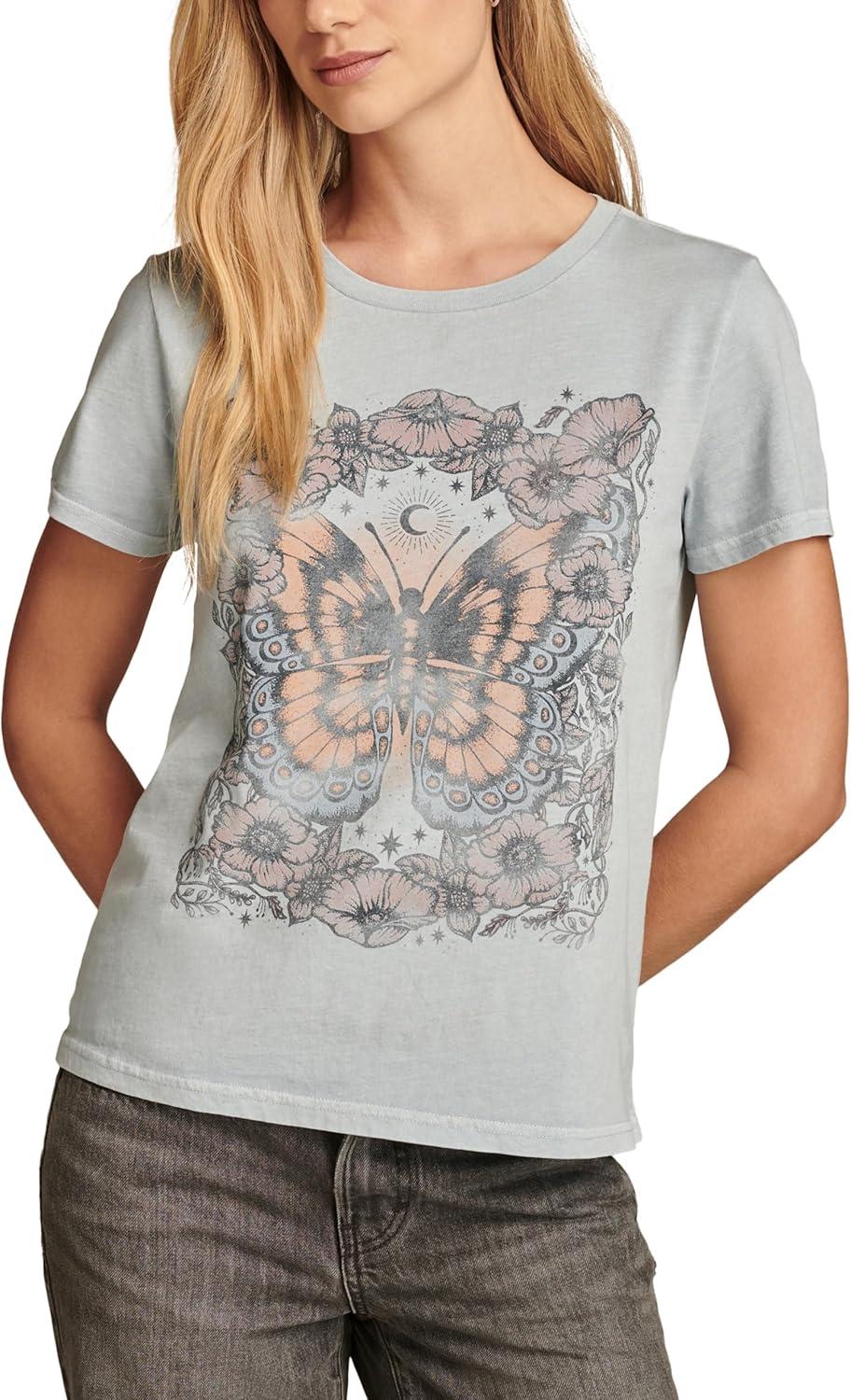 image:imageLucky Brand Womens Lucky Brand Classic Crew Neck TeeBlue Fog