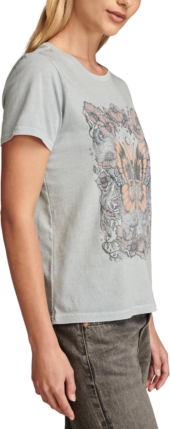 image:imageLucky Brand Womens Lucky Brand Classic Crew Neck TeeBlue Fog