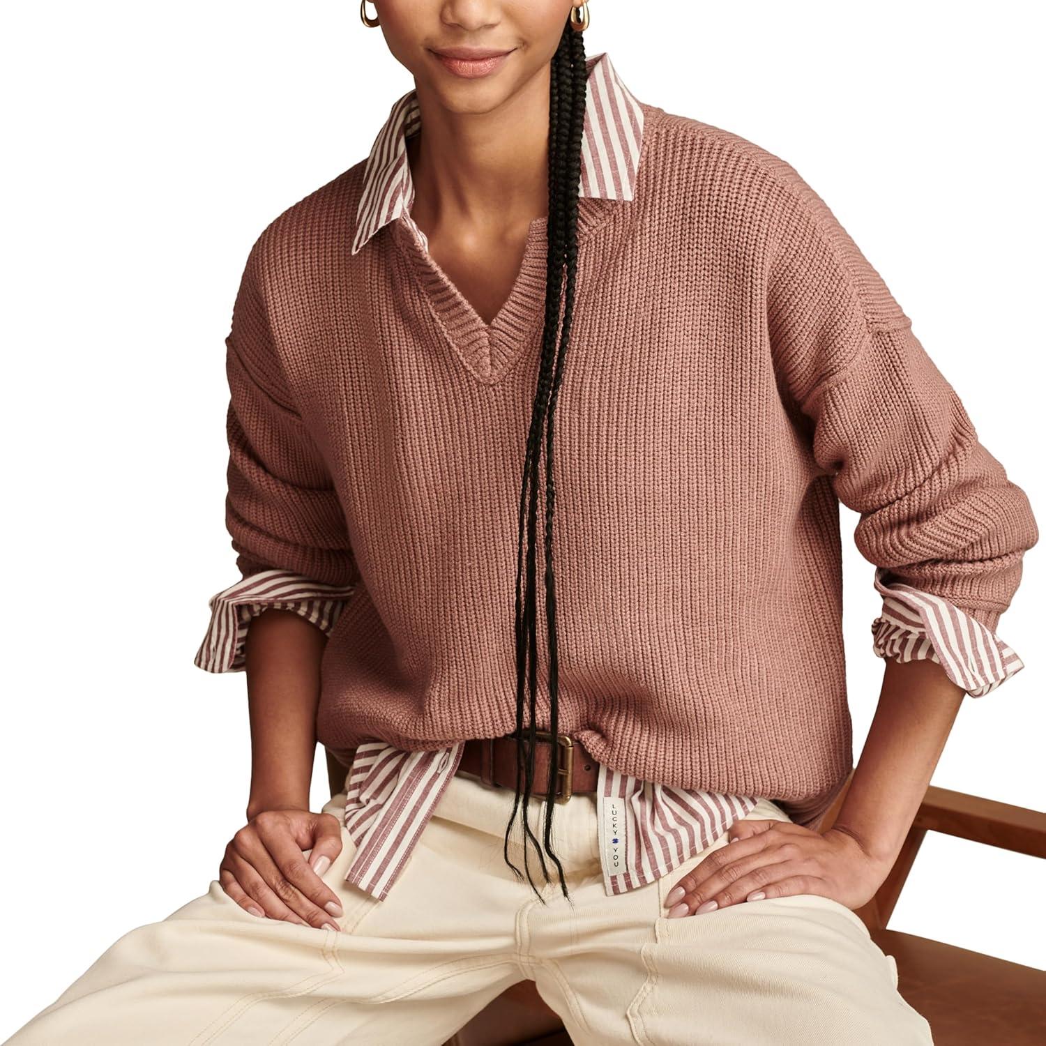 image:imageLucky Brand Womens Notch Neck PulloverBurlwood