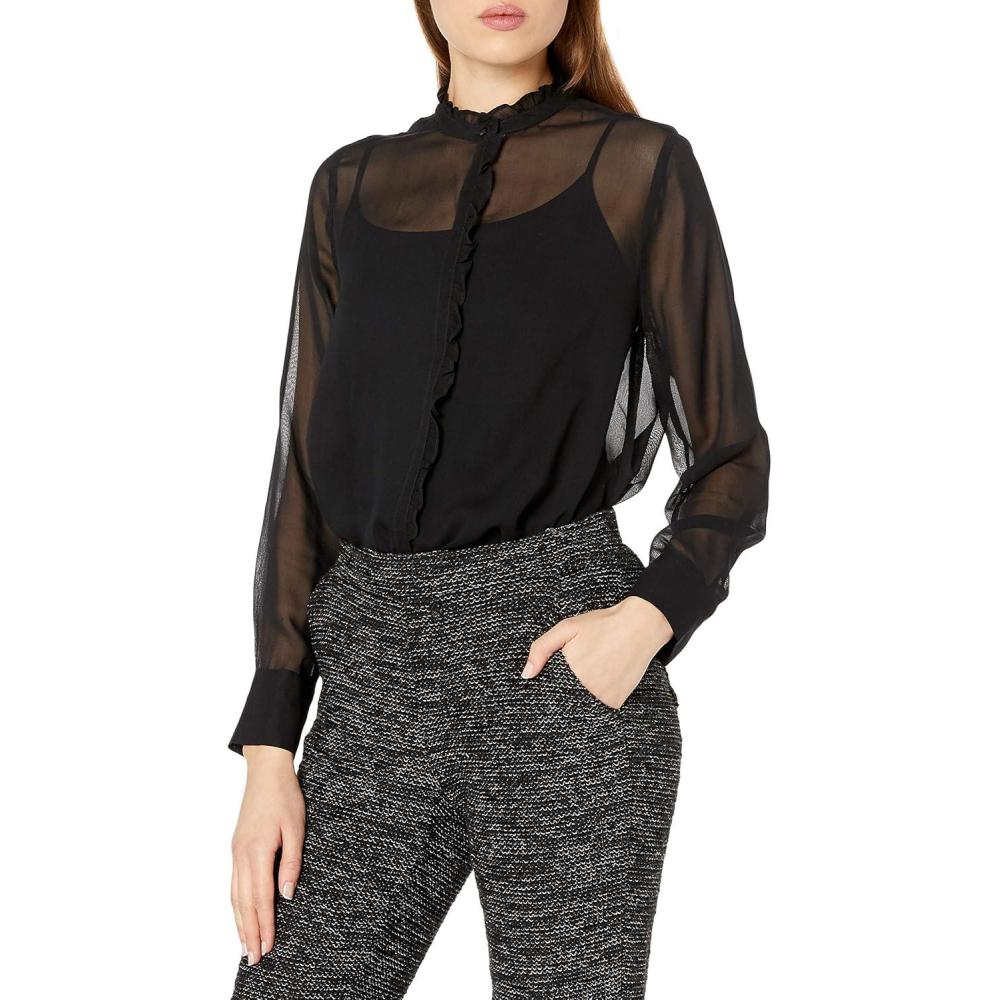 image:imageLucky Brand Ruffle Neck BlouseLucky Black