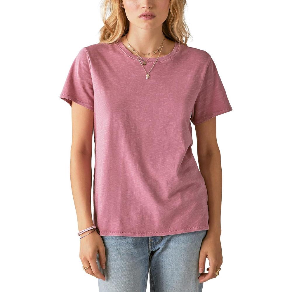 image:imageLucky Brand Womens Lucky Brand Classic Crew Neck TeeFoxglove