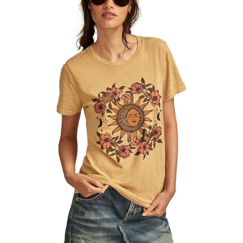 image:imageLucky Brand Womens Lucky Brand Classic Crew Neck TeePale Gold