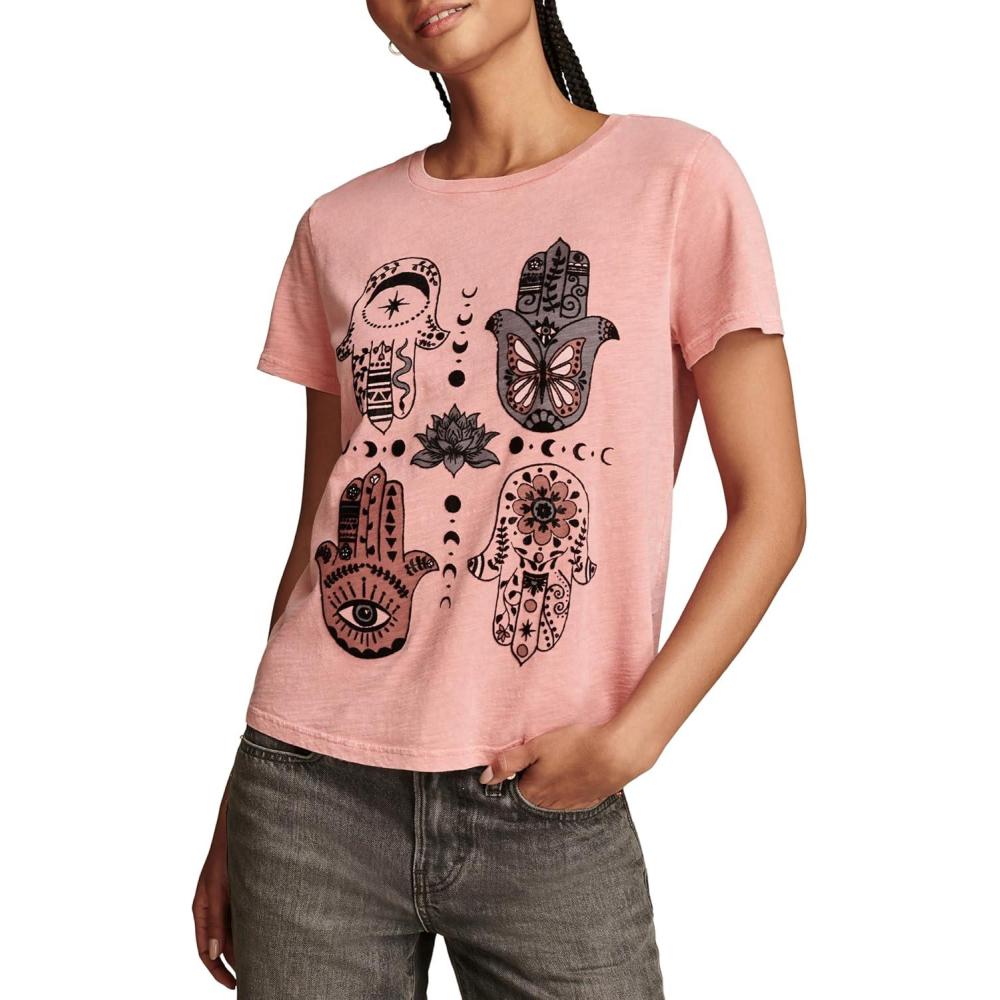 image:imageLucky Brand Womens Lucky Brand Classic Crew Neck TeePeach Blossom