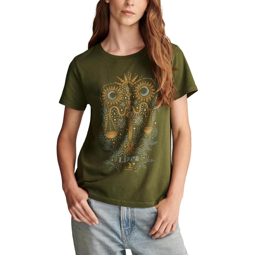image:imageLucky Brand Womens Lucky Brand Classic Crew Neck TeeRifle Green