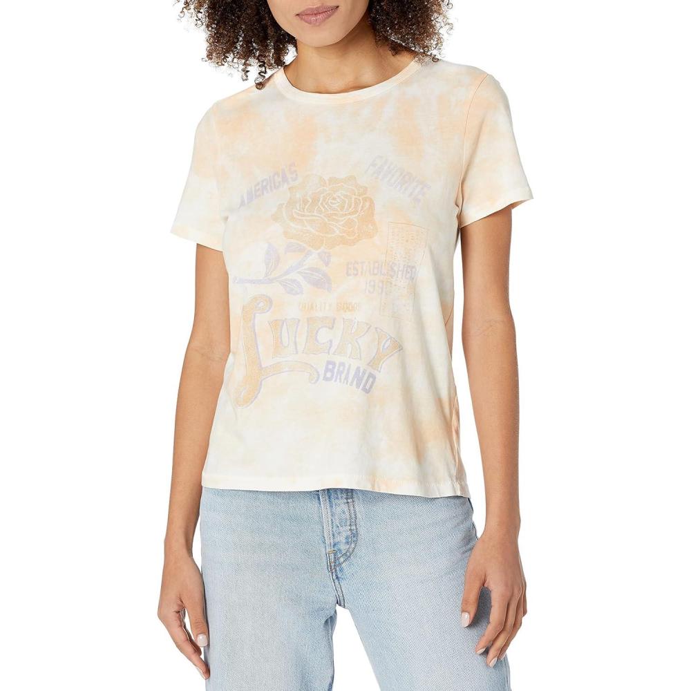 image:imageLucky Brand Womens Lucky Flower Classic Graphic CrewBisque