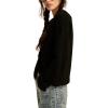 Lucky Brand Womens Cloudsoft Crew Neck Cardigan(Dark Black)