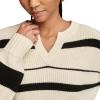 Lucky Brand Womens Notch Neck Pullover(Tofu/Black Stripe)