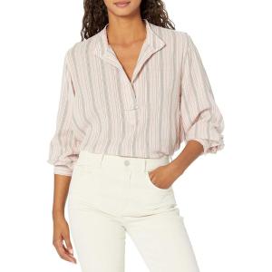 Lucky Brand Women’s Long Sleeve Button Neck Stripe Popover Top