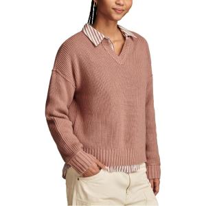 Lucky Brand Womens Notch Neck Pullover(Burlwood)