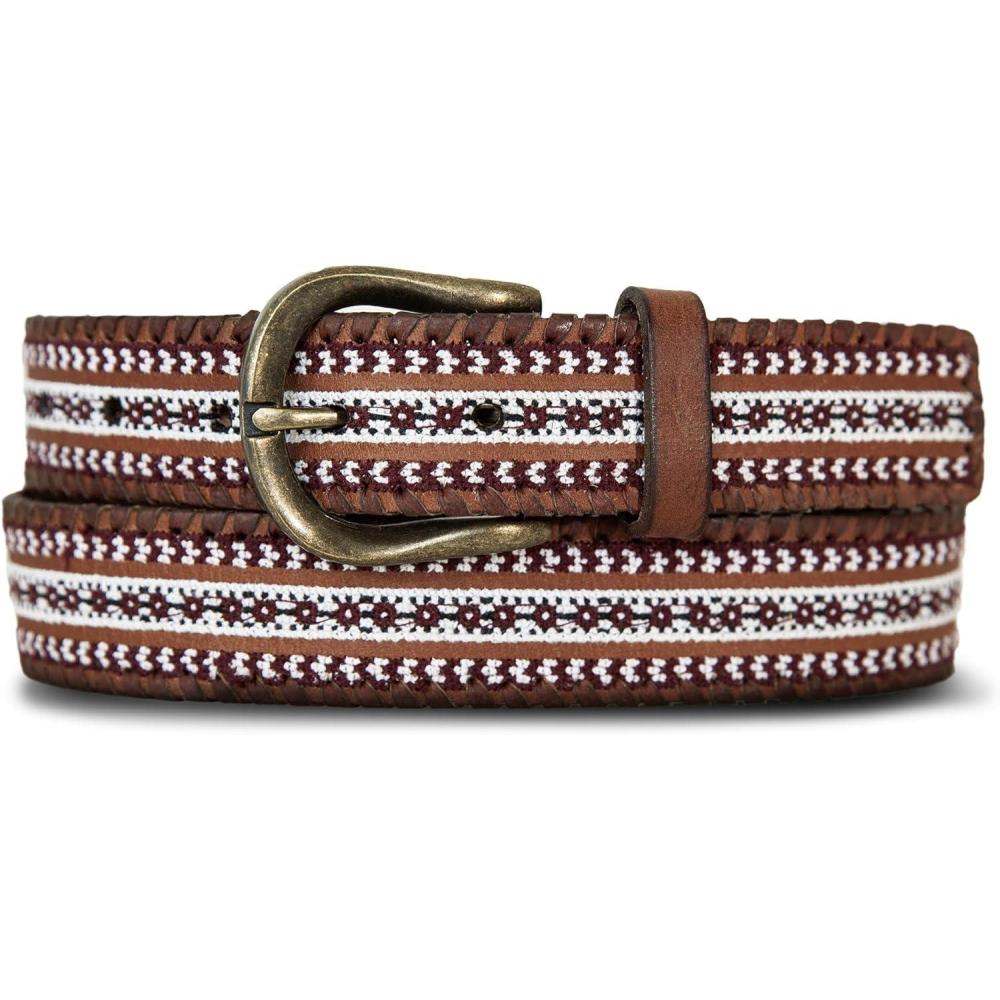 image:imageLucky Brand Womens Embroidered Leather Belt  Stylish  Classic  WesternInspired  American Heritage  Jean  PantEmbroidered  Laced  Brown