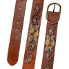 Lucky Brand Women’s Embroidered Leather Belt | Stylish | Classic | Western-Inspired | American Heritage | Jean | Pant(Embroidered & Beaded – Brown)