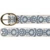 Lucky Brand Women’s Embroidered Leather Belt | Stylish | Classic | Western-Inspired | American Heritage | Jean | Pant(Embroidered – Cream/Blue)