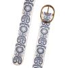Lucky Brand Women’s Embroidered Leather Belt | Stylish | Classic | Western-Inspired | American Heritage | Jean | Pant(Embroidered – Cream/Blue)