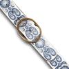 Lucky Brand Women’s Embroidered Leather Belt | Stylish | Classic | Western-Inspired | American Heritage | Jean | Pant(Embroidered – Cream/Blue)