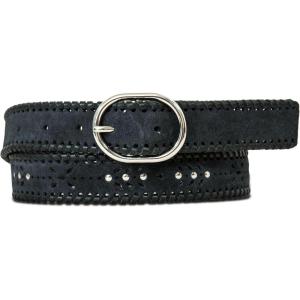 Lucky Brand Women’s Embroidered Leather Belt | Stylish | Classic | Western-Inspired | American Heritage | Jean | Pant(Suede Laced – Navy)
