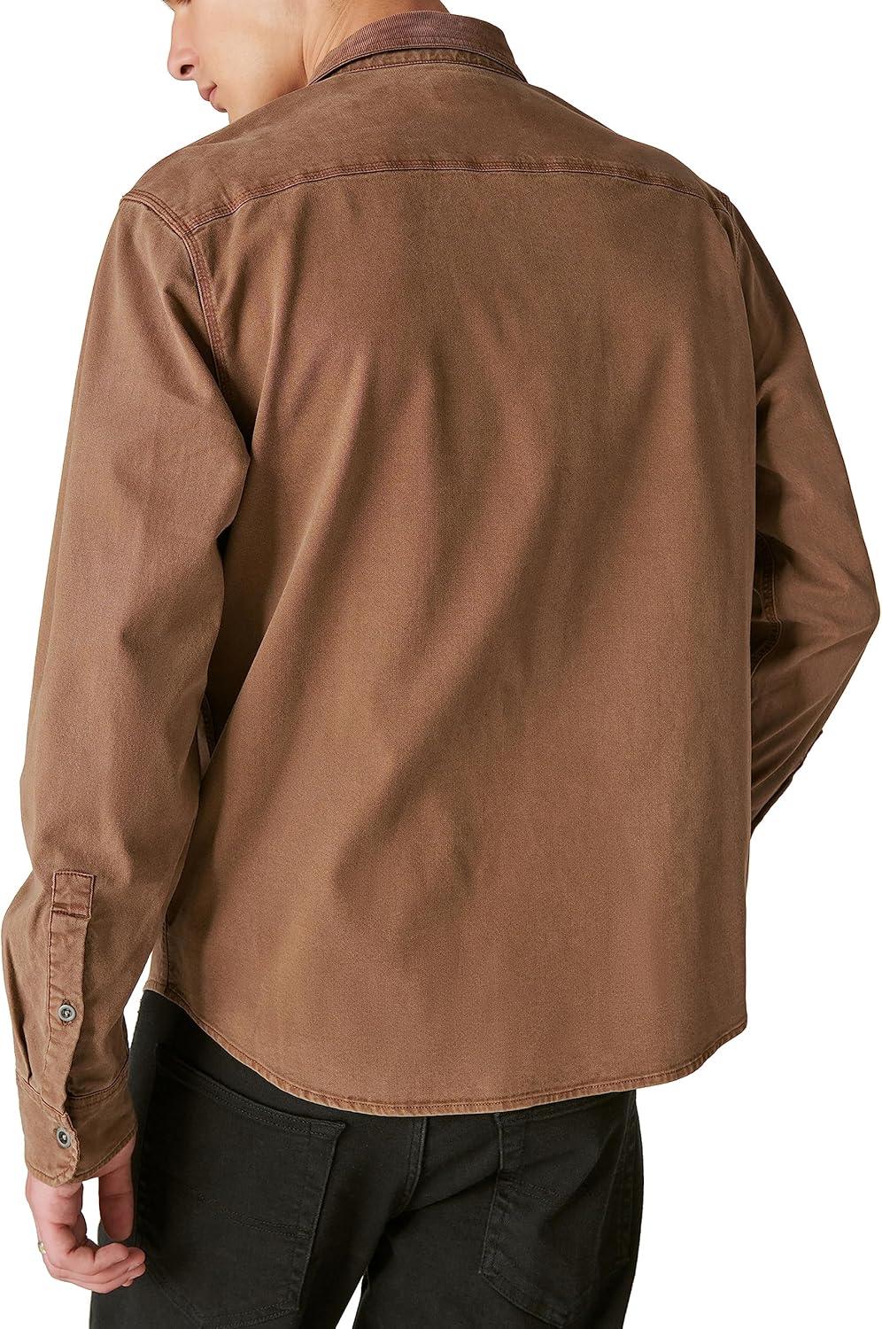 image:imageLucky Brand Mens Corduroy Collar Washed Long Sleeve ShirtCoffee Liqueur