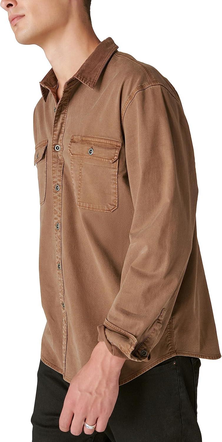 image:imageLucky Brand Mens Corduroy Collar Washed Long Sleeve ShirtCoffee Liqueur