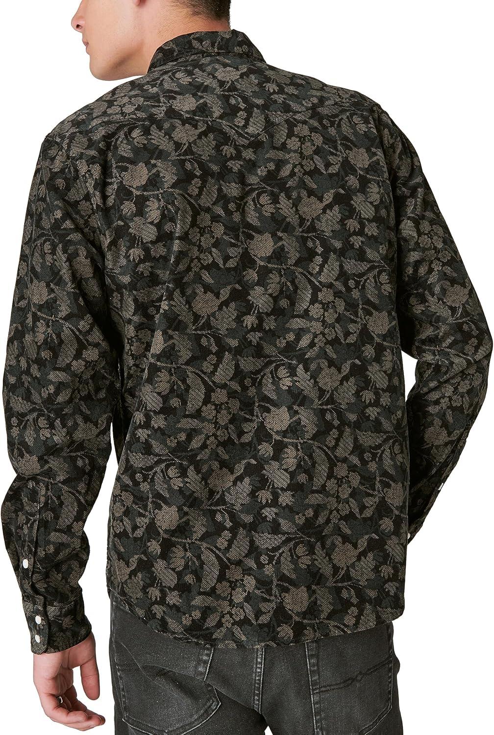 image:imageLucky Brand Mens Lucky Brand Mens Corduroy Printed Western Long Sleeve ShirtBlack Multi