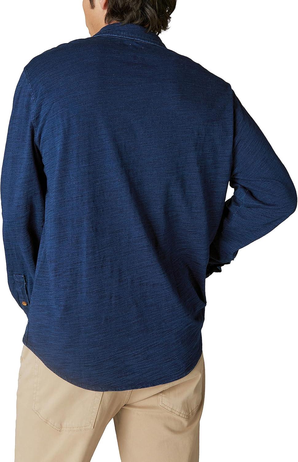 image:imageLucky Brand Mens Lucky Brand Mens Indigo Knit Button Down Shirt 419 Indigo