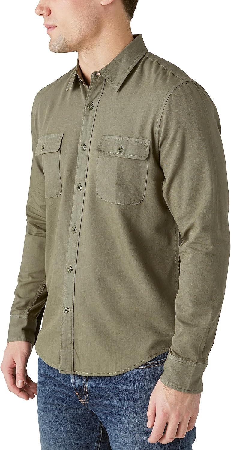 image:imageLucky Brand Mens Lucky Brand Mens Livedin Long Sleeve Utility ShirtDeep Lichen Green