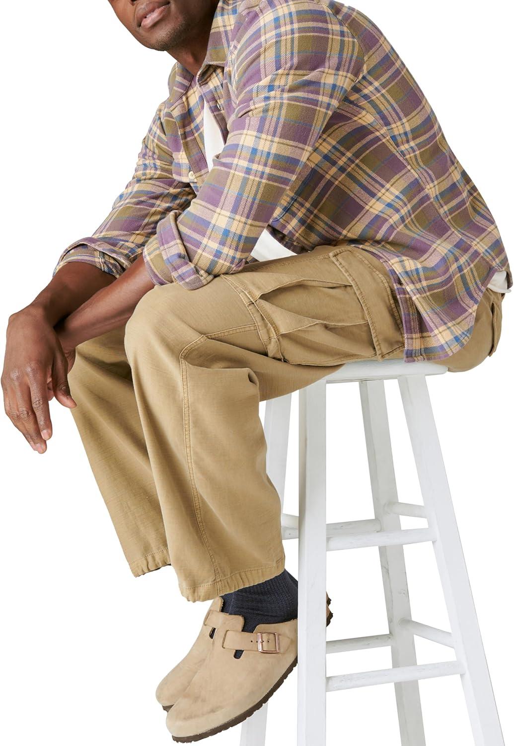 image:imageLucky Brand Mens Lucky Brand Mens Plaid Utility Cloud Soft Long Sleeve FlannelOlive Multi