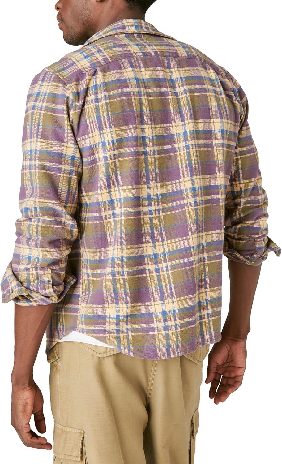 image:imageLucky Brand Mens Lucky Brand Mens Plaid Utility Cloud Soft Long Sleeve FlannelOlive Multi