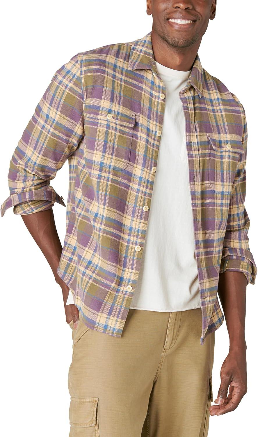 image:imageLucky Brand Mens Lucky Brand Mens Plaid Utility Cloud Soft Long Sleeve FlannelOlive Multi