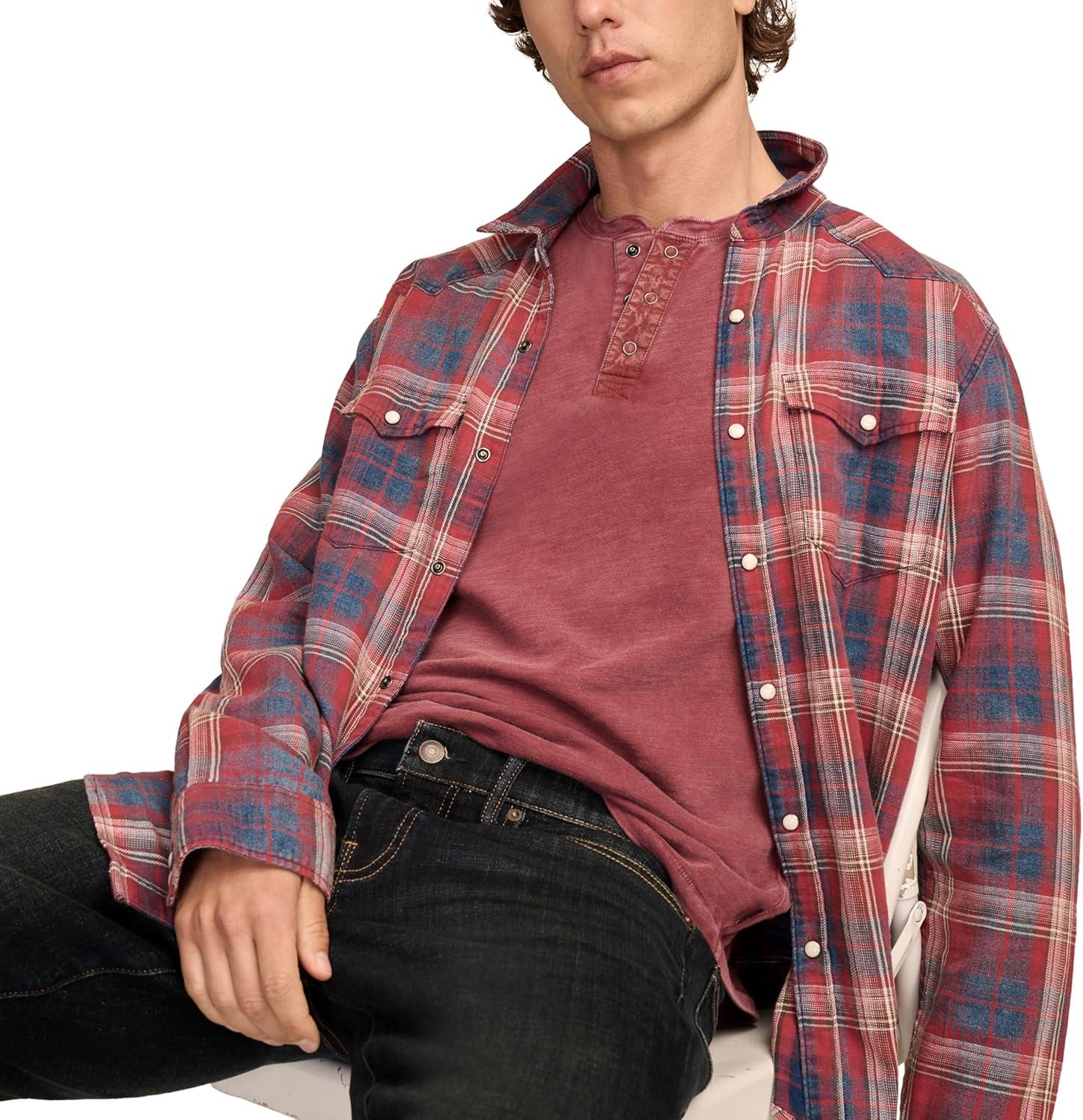 image:imageLucky Brand Mens Lucky Brand Mens Weekend Slub Jersey Jersey Long Sleeve HenleyCabernet
