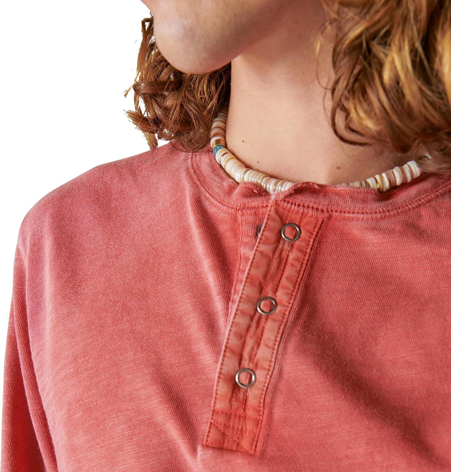 image:imageLucky Brand Mens Lucky Brand Mens Weekend Slub Jersey Jersey Long Sleeve HenleyCardinal