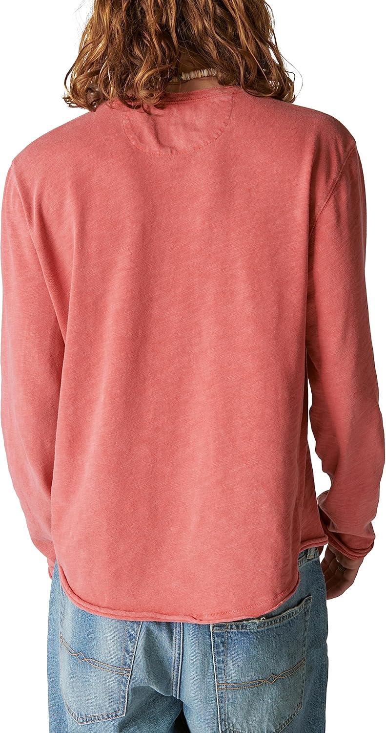 image:imageLucky Brand Mens Lucky Brand Mens Weekend Slub Jersey Jersey Long Sleeve HenleyCardinal