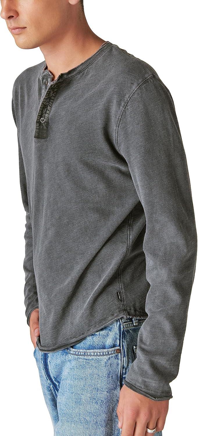 image:imageLucky Brand Mens Lucky Brand Mens Weekend Slub Jersey Jersey Long Sleeve HenleyJet Black