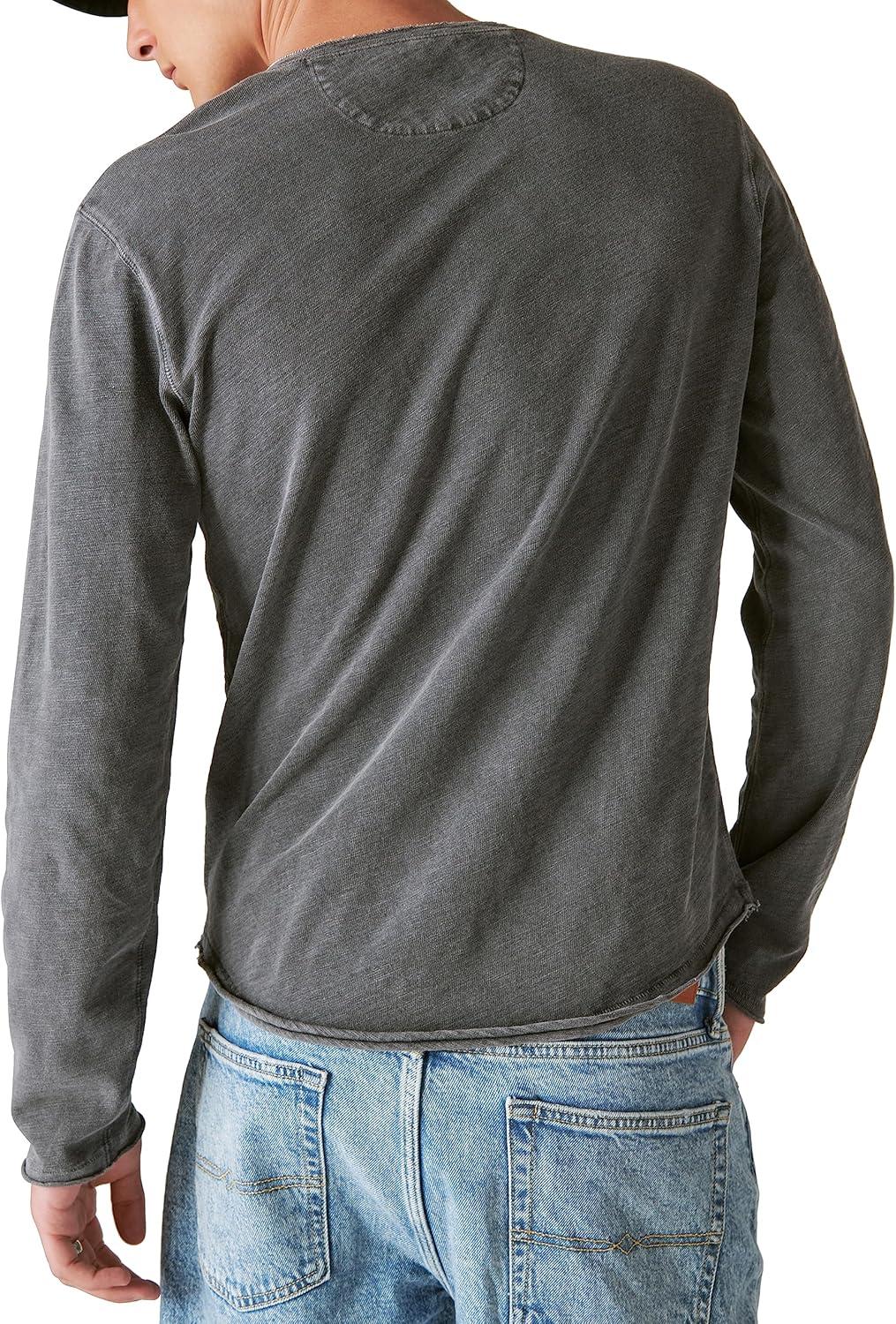 image:imageLucky Brand Mens Lucky Brand Mens Weekend Slub Jersey Jersey Long Sleeve HenleyJet Black