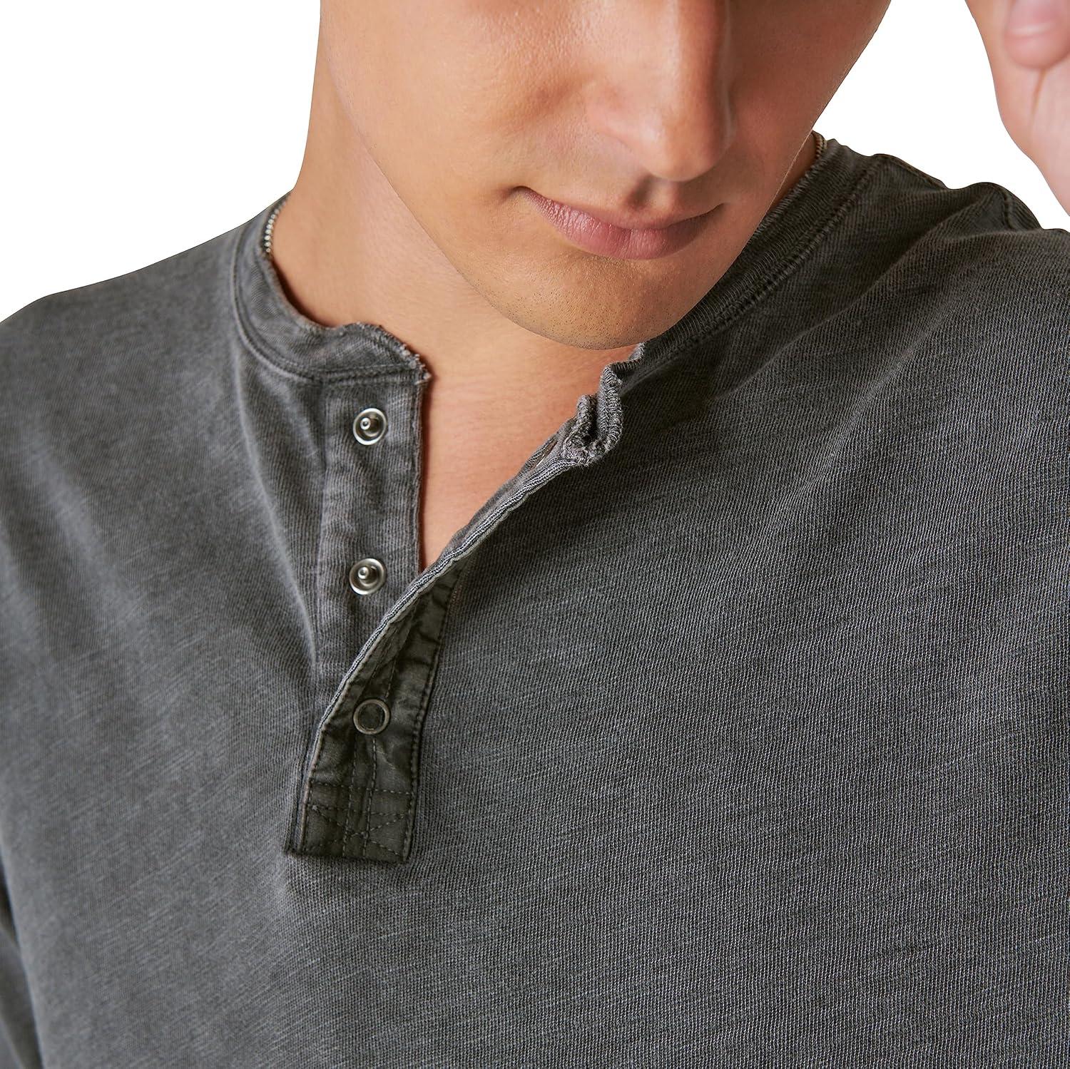 image:imageLucky Brand Mens Lucky Brand Mens Weekend Slub Jersey Jersey Long Sleeve HenleyJet Black