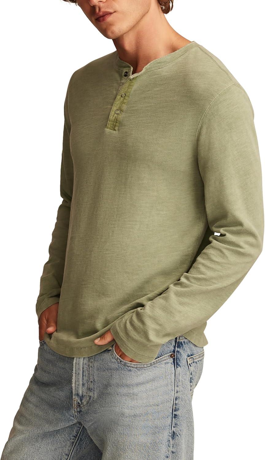 image:imageLucky Brand Mens Lucky Brand Mens Weekend Slub Jersey Jersey Long Sleeve HenleyLily Pad
