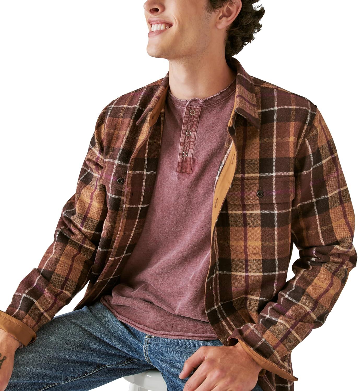 image:imageLucky Brand Mens Lucky Brand Mens Weekend Slub Jersey Jersey Long Sleeve HenleyMaroon Banner