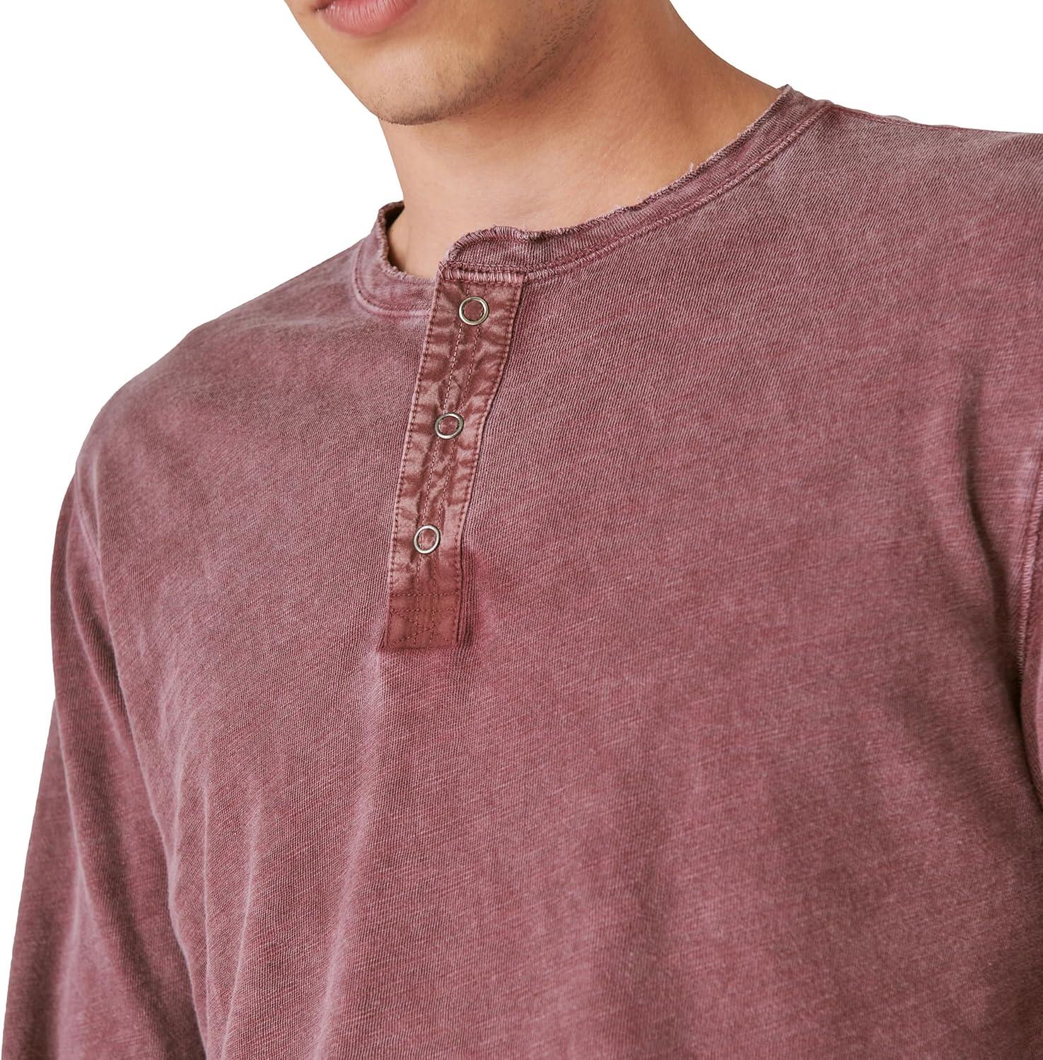 image:imageLucky Brand Mens Lucky Brand Mens Weekend Slub Jersey Jersey Long Sleeve HenleyMaroon Banner