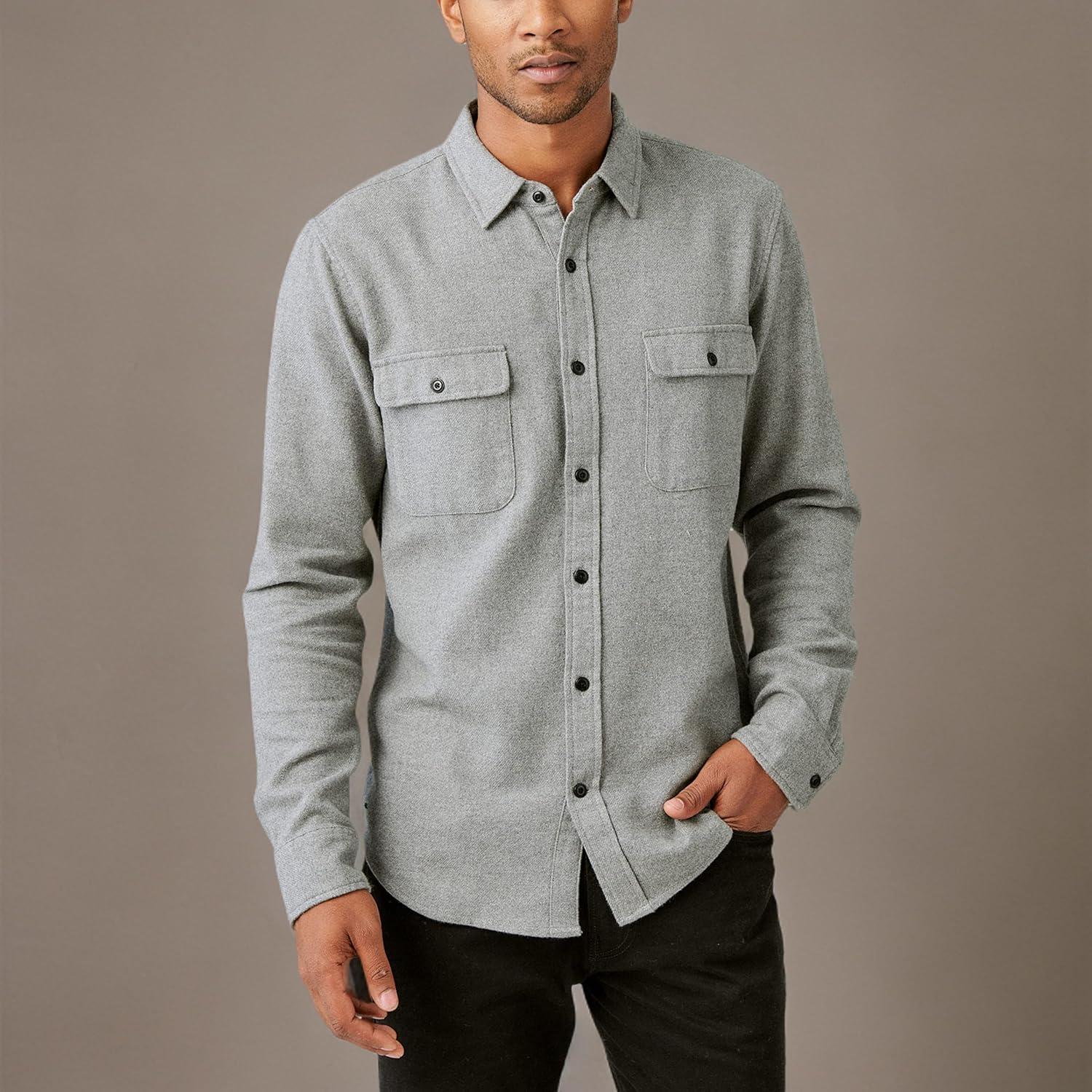 image:imageLucky Brand Mens Plaid Cloud Soft Long Sleeve FlannelHeather Grey