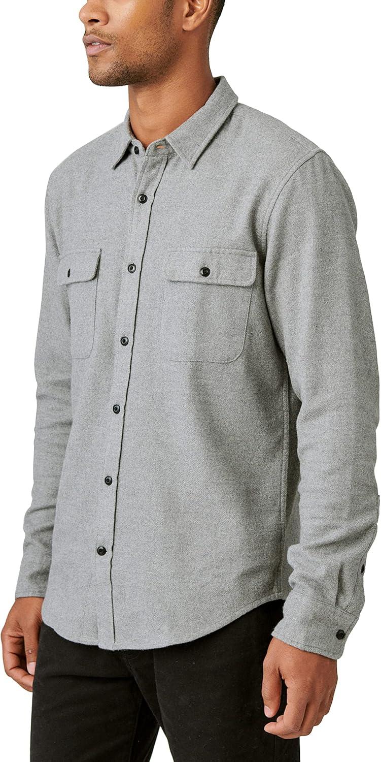 image:imageLucky Brand Mens Plaid Cloud Soft Long Sleeve FlannelHeather Grey