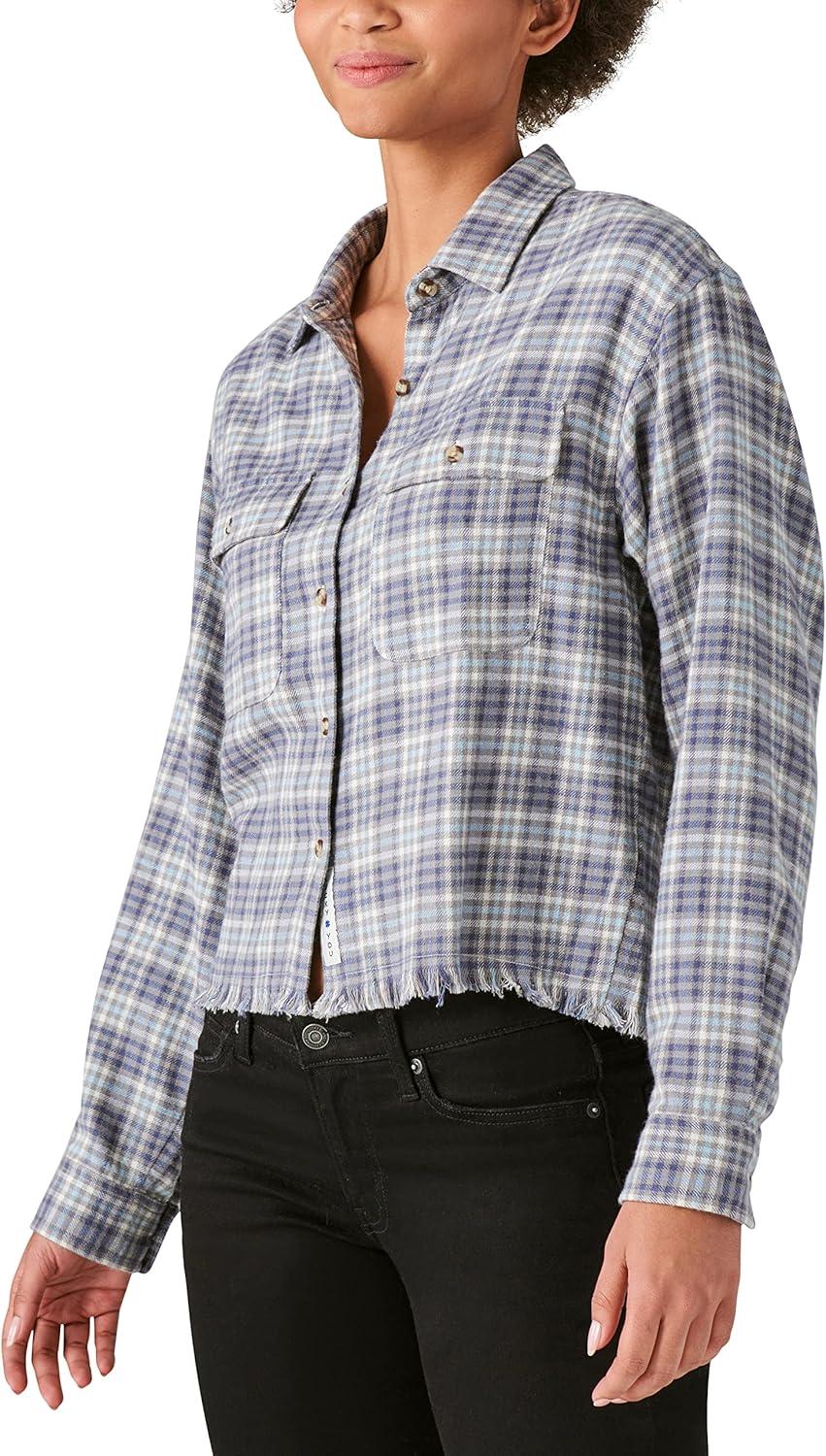 image:imageLucky Brand Mens Plaid Dobby Western Long Sleeve ShirtGrey Plaid