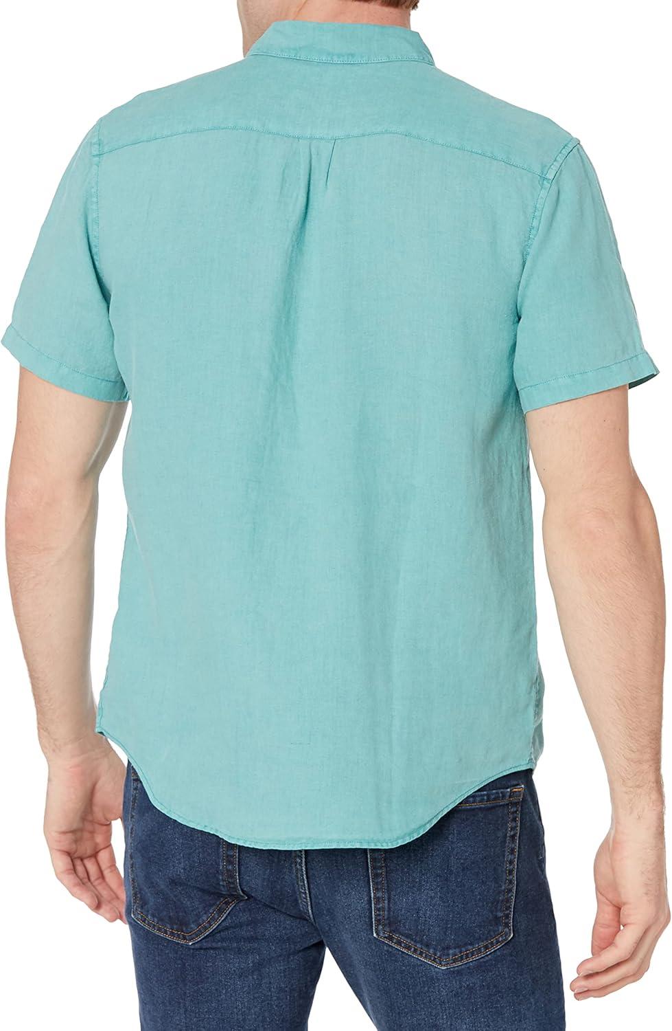 image:imageLucky Brand Mens Short Sleeve Button Up One Pocket San Gabriel ShirtAgate Green