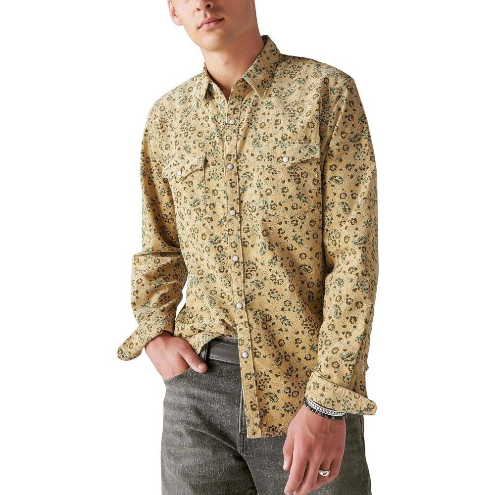 image:imageLucky Brand Mens Lucky Brand Mens Corduroy Printed Western Long Sleeve ShirtCamo Multi