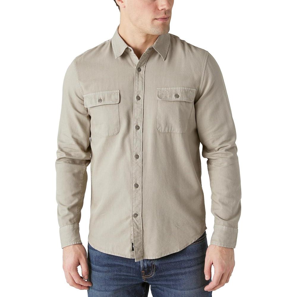 image:imageLucky Brand Mens Lucky Brand Mens Livedin Long Sleeve Utility ShirtSilver Sage