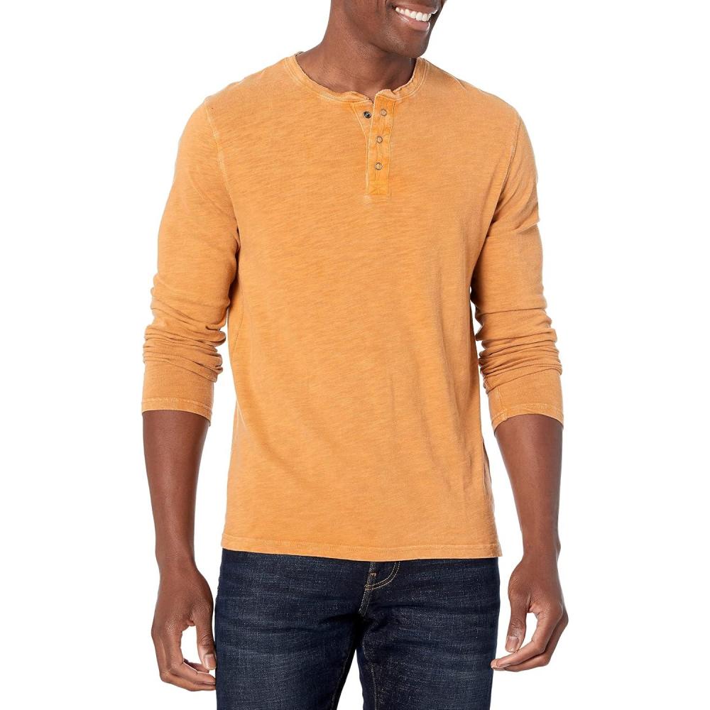 image:imageLucky Brand Mens Lucky Brand Mens Weekend Slub Jersey Jersey Long Sleeve HenleyBuckthorn Brown