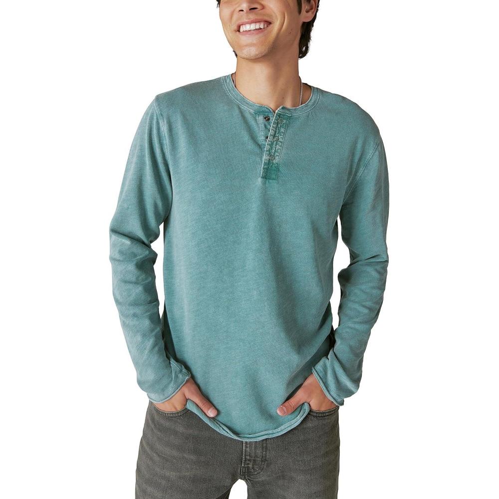 image:imageLucky Brand Mens Lucky Brand Mens Weekend Slub Jersey Jersey Long Sleeve HenleyDress Blues